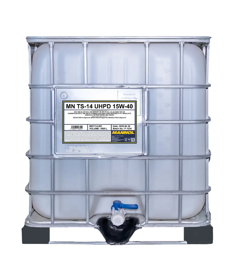 MANNOL TS-14 UHPD SAE 15W-40 API CK-4, 1000 liter IBC tote
