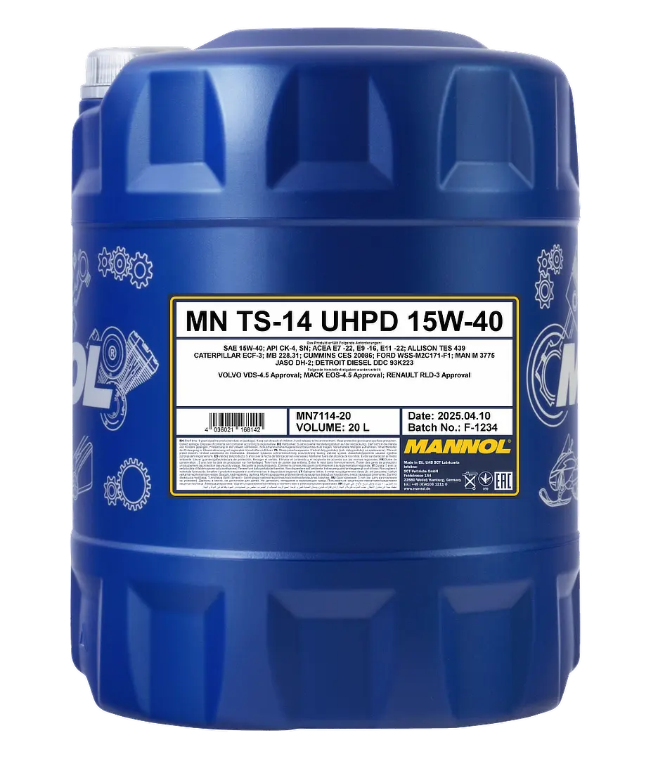 MANNOL TS-14 UHPD SAE 15W-40 API CK-4, 20 liter pail