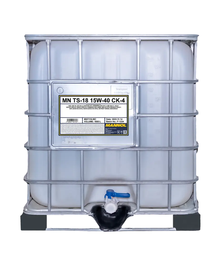 MANNOL TS-18 SAE 15W-40 API CK-4, 1000 liter IBC tote