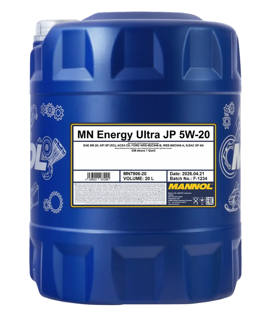 MANNOL Energy Ultra JP SAE 5W-20 API SP (RC), 20 liter pail