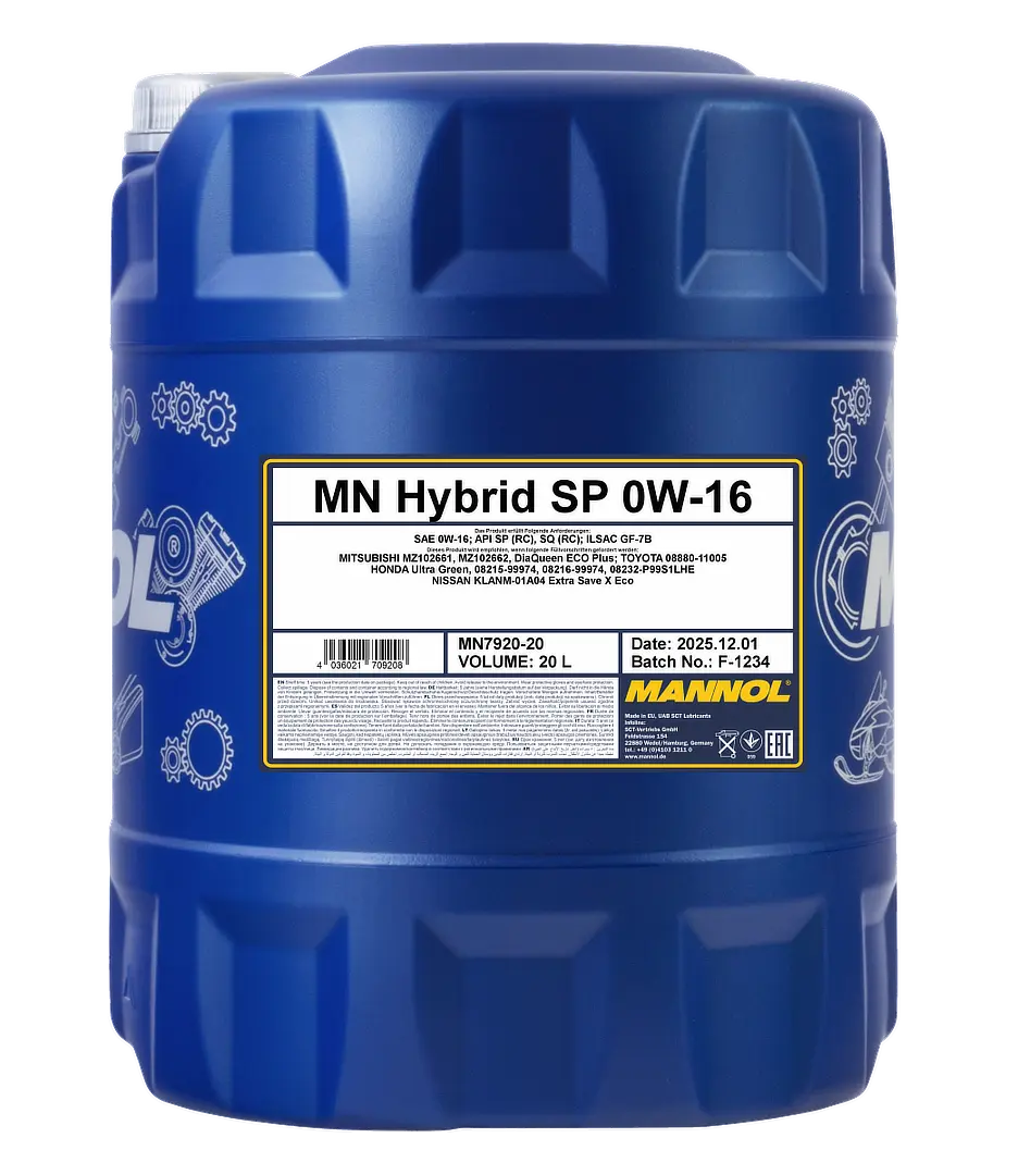 MANNOL Hybrid SP 0W-16 API SP (RC) ILSAC GF-6B, 20 liter pail